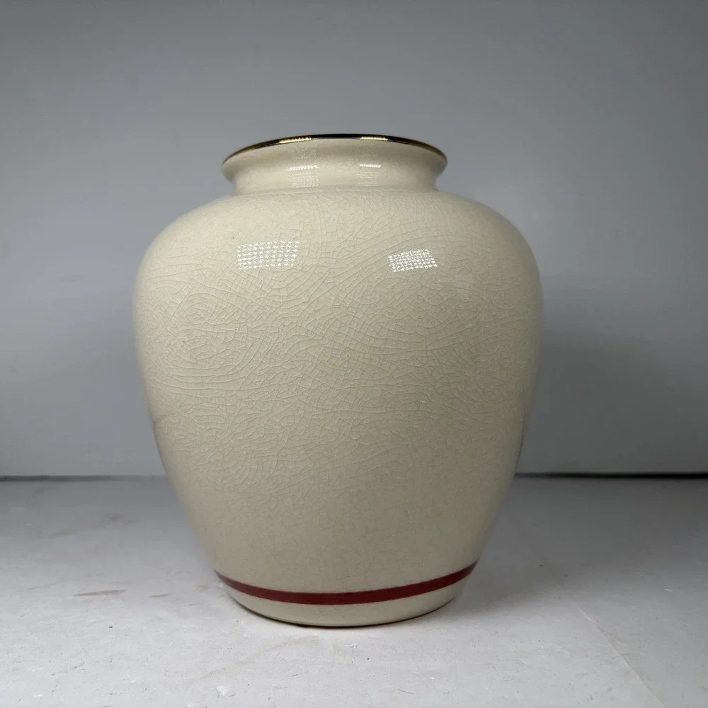Vintage Japanese Satsuma Style Peacock & Floral‎ Crackle Glaze Vase
